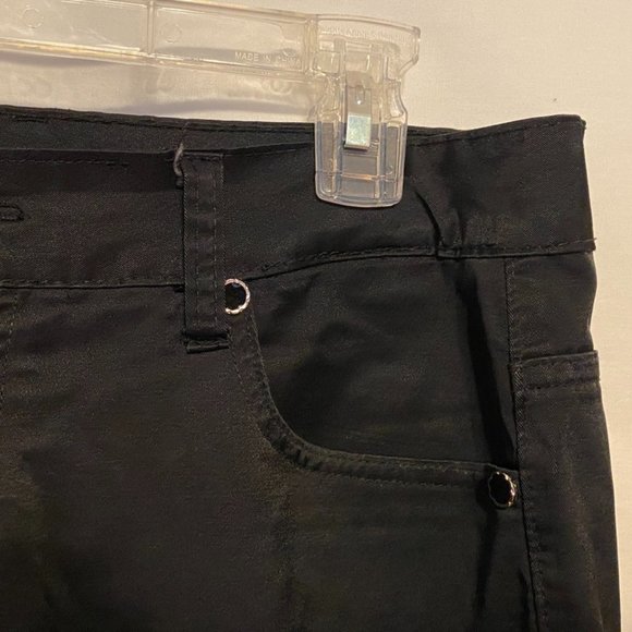 Beautiful !  EUROMODA ~ Black Satin Stretchy 5 Pockets Jeans/Pants  ~ Size 32 - Picture 4 of 11